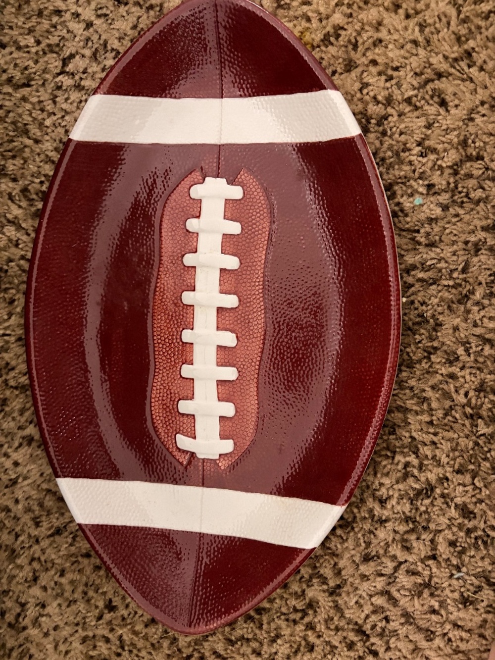 Vintage Ceramic Football Shaped Serving Platter Dish Game Day